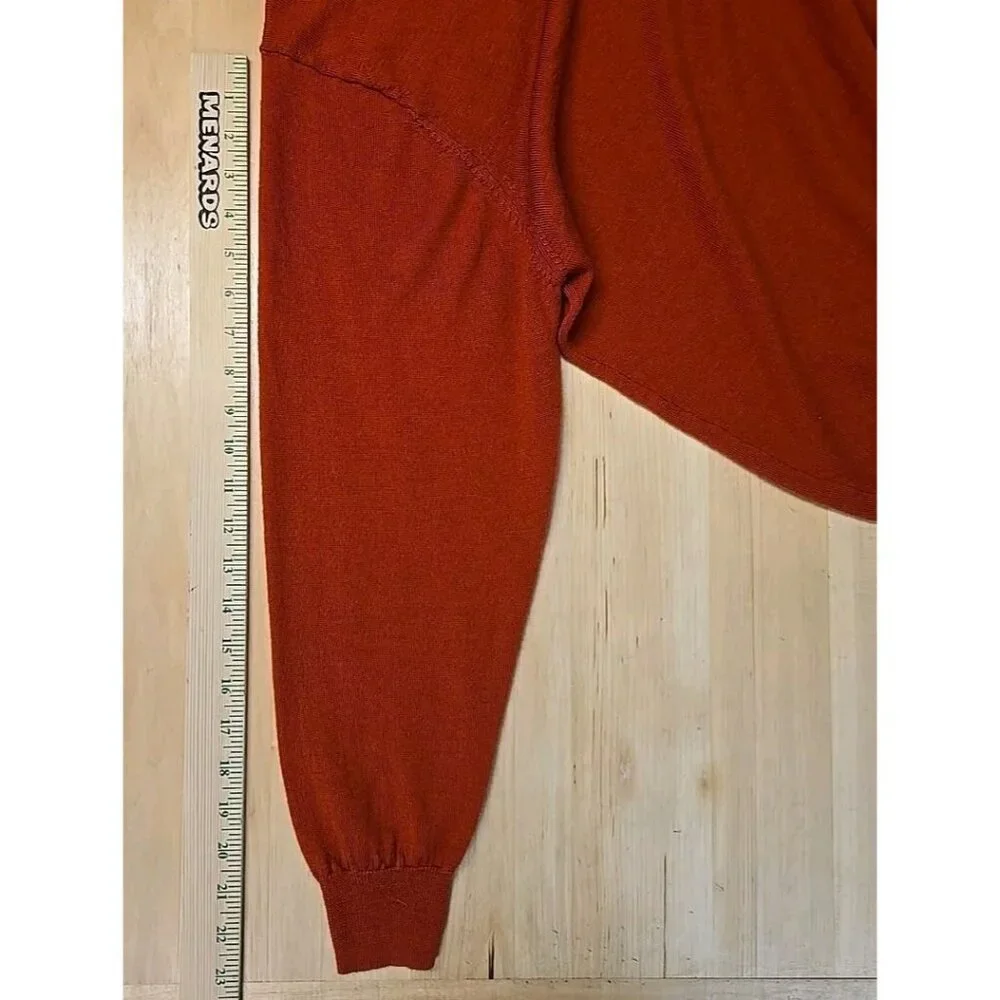 Jos. A. Bank 100% Italian Merino Wool Sweater Mens Size XL V-Neck Burnt Orange